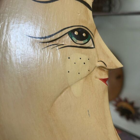 Vintage Whimsical Celestial Sun Moon Crescent Face Wall Mirror 15.5" - Picture 5 of 16